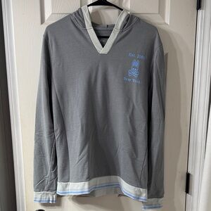 Psycho Bunny Gray and White Men's Hoodie Size Medium